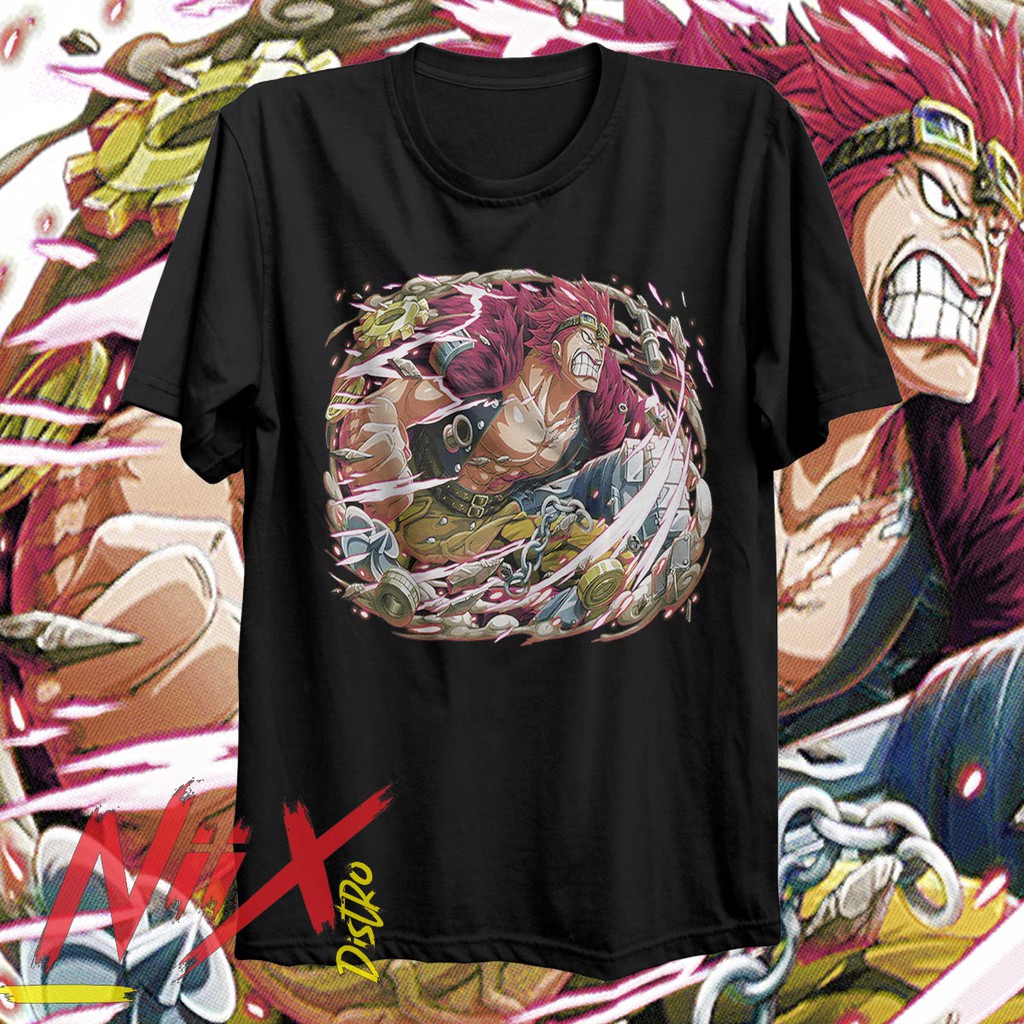 Tshirt Katun Branded Distro Cowok Kaos Santai Premium One Piece Pria Baju Anime Eustass Captain Kid