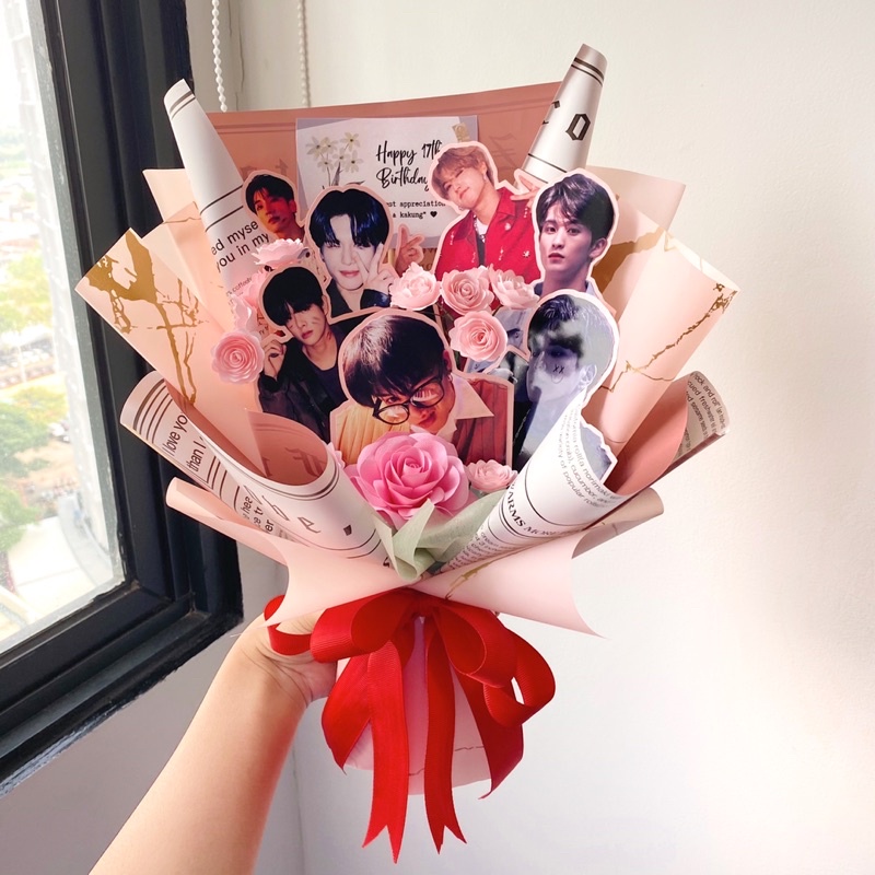 PHOTO BOUQUET KPOP SMALL 4-7 FOTO / MINI BUKET FOTO ULANG TAHUN WISUDA GRADUATION BUCKET ANNIVERSARY