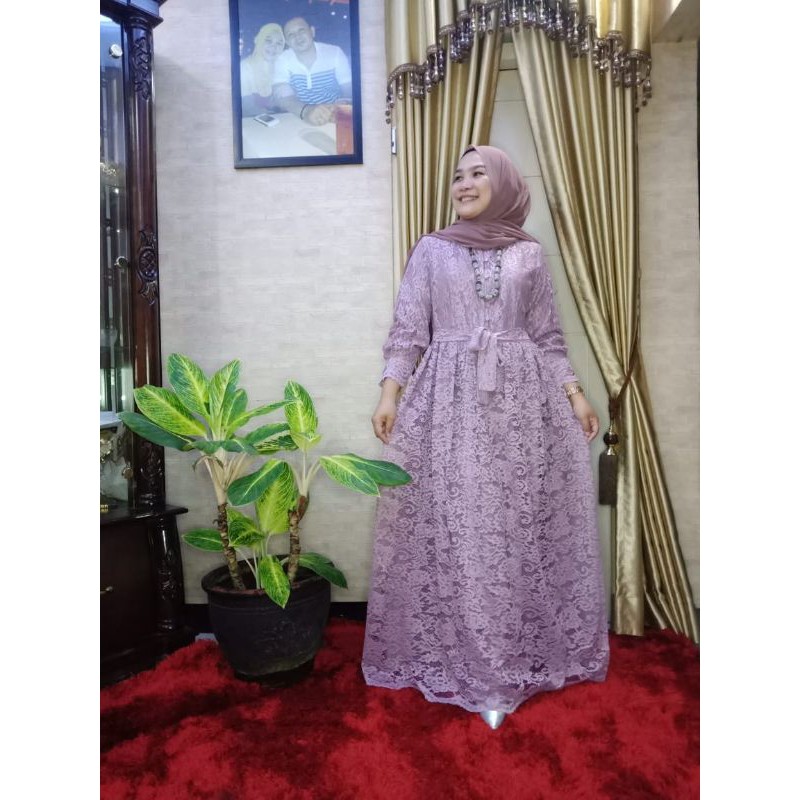 Gamis brokat busui friendly/gamis pesta/gamis muslim/gamis modern
