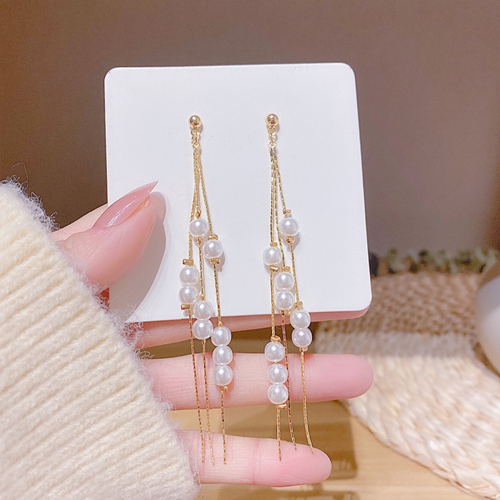 Hu Hu Hu Hu Hu Alat Bantu Pasang Kacamata♡ 1 Pasang Anting Gantung Panjang Model Rumbai Bahan Alloy Aksen Berlian Imitasi Untuk Wanita