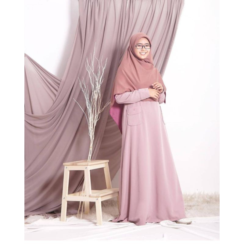 Preloved Gamis Premium Hijab Alila warna Light Taro Size S