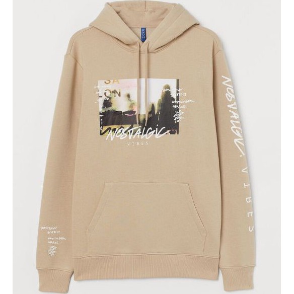 Hoodie H&M HNM Nostalgic Vibes Chest Hand Printed Original