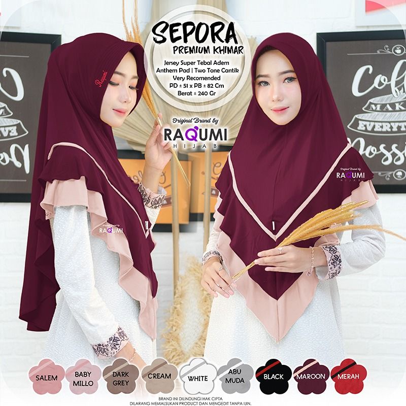 Sepora Khimar Original by Raqumi Bahan Jersey | Hijab Premium Daily