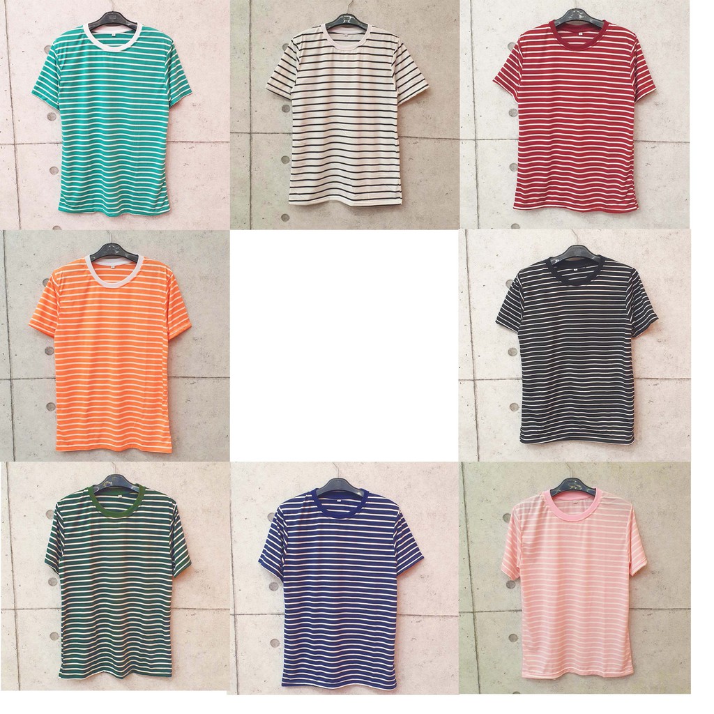 HIPNOP Kaos Pria Striple Salur Soft Katun Kaos Polos STRIPE Baju Polos Salur Garis Garis