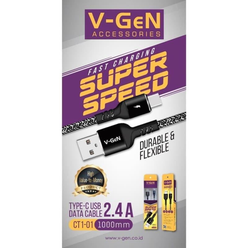 Kabel Data V-GEN CT1-01 TYPE-C Kabel Charger VGEN TYPE C Kabel Casan V-GEN CT1-01 TIPE C Fast Charging