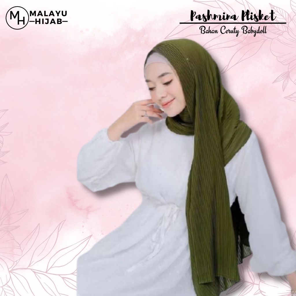 MALAYU HIJAB Kerudung Hijab Jilbab Pashmina Pasmina Plisket ceruty baby doll Fashion Muslim Wanita W