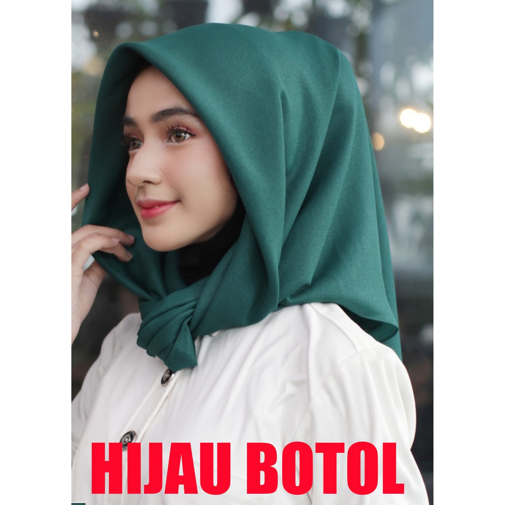 Jilbab Segi Empat Shinar Glamour  110 x 110 CM-HIJAU BOTOL