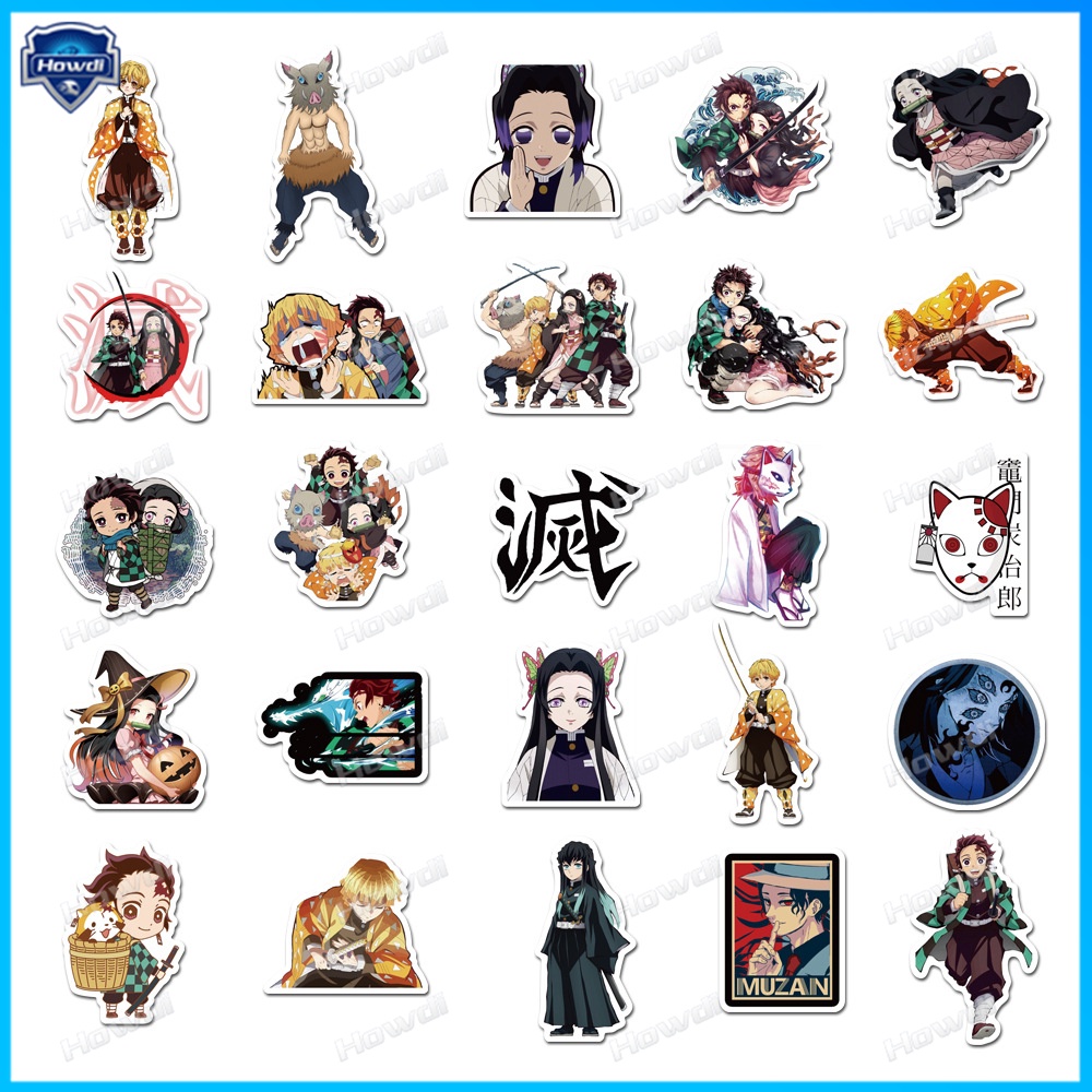 Stiker Motif Anime Demon Slayer Tanjirou Nezuko Tahan Air Untuk Helm Motor