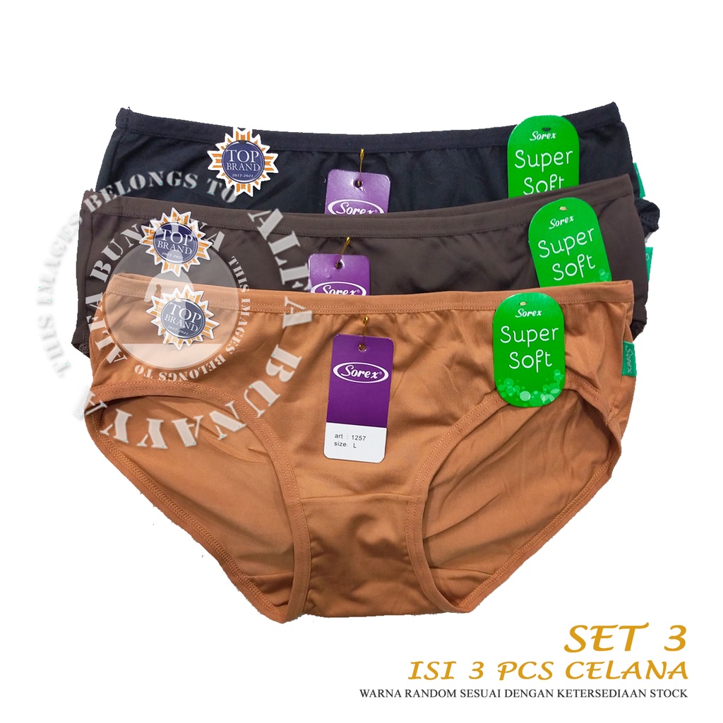 3 Pcs Celana Dalam Wanita SOREX 1257 - CD Underwear - Super Soft - Pakaian Dalam Wanita