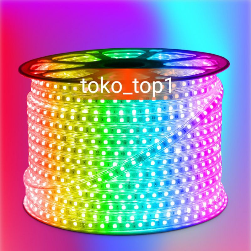 LAMPU LED STRIP 5050 RGB 220v WARNA WARNI RGB IP66 METERAN  7  WARNA (LAMPU TIKTOK)