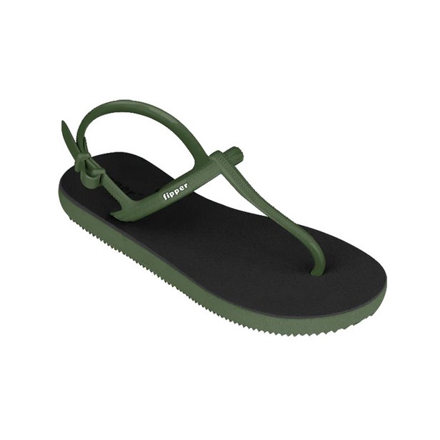 Sandal Fipper Strappy Black Green Army Original