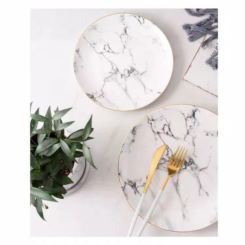 PIRING MAKAN Marbel plate / PLATE MARBEL / Piring marbel ala INS  /alat rumah tangga