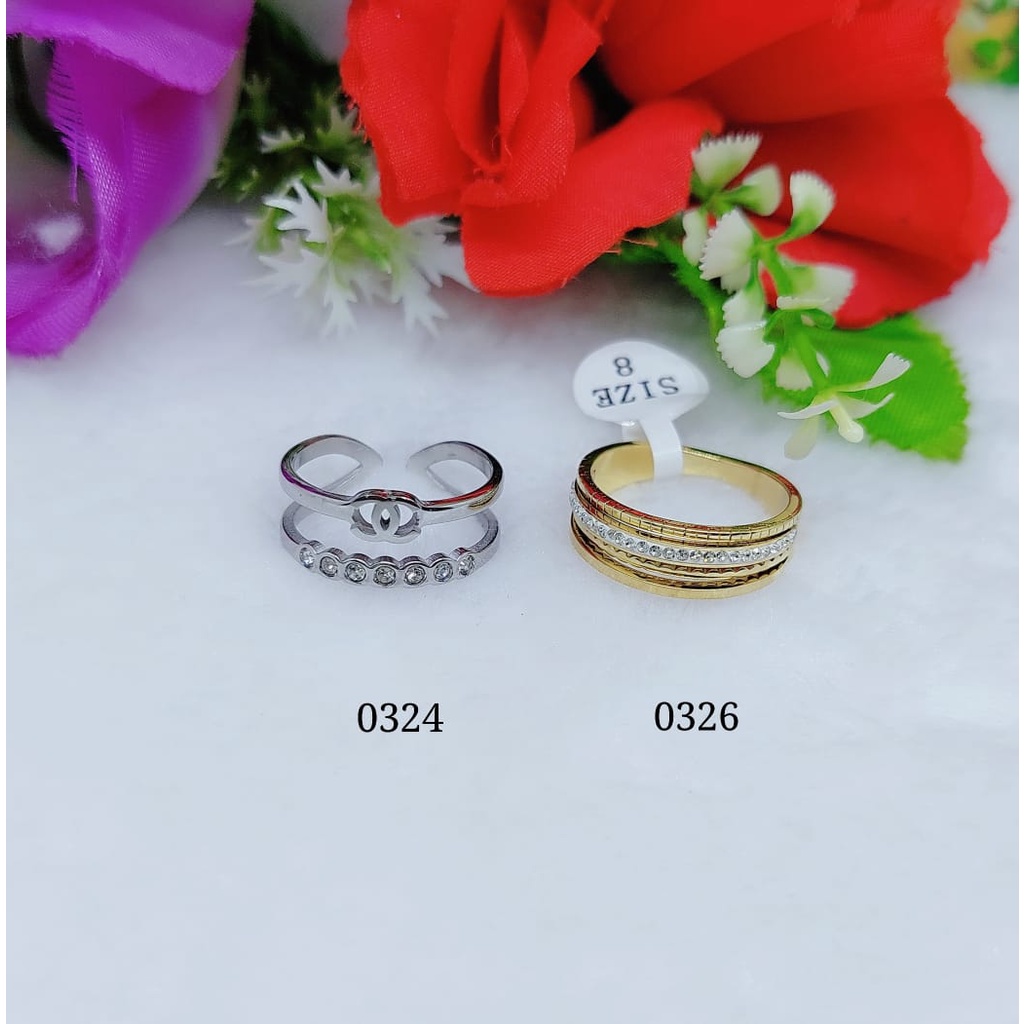 Cincin titanium permata perhiasan fashon 0324,0325
