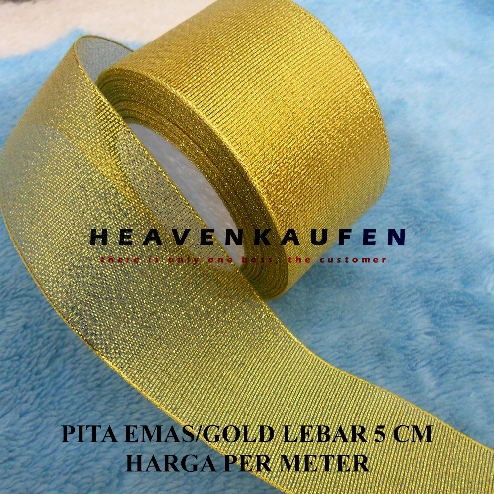 Pita Emas Gold Lebar 5 cm Murah Harga Per Meter