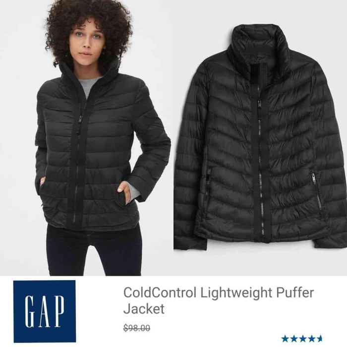 jaket wanita RJ724 Gap black cold control lightweight puffer jacket original - XS terbaru pakaian wa