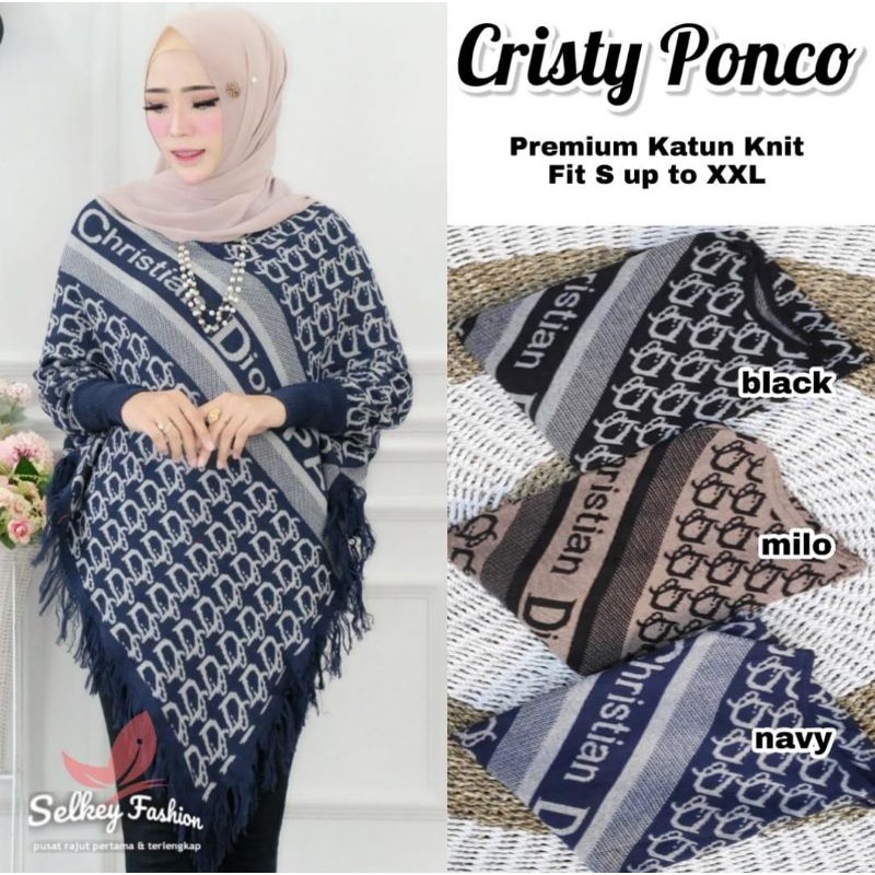 cristy ponco / ponco kekinian / poncho dior rajut / bisa COD bayar di tempat bayar di kurir