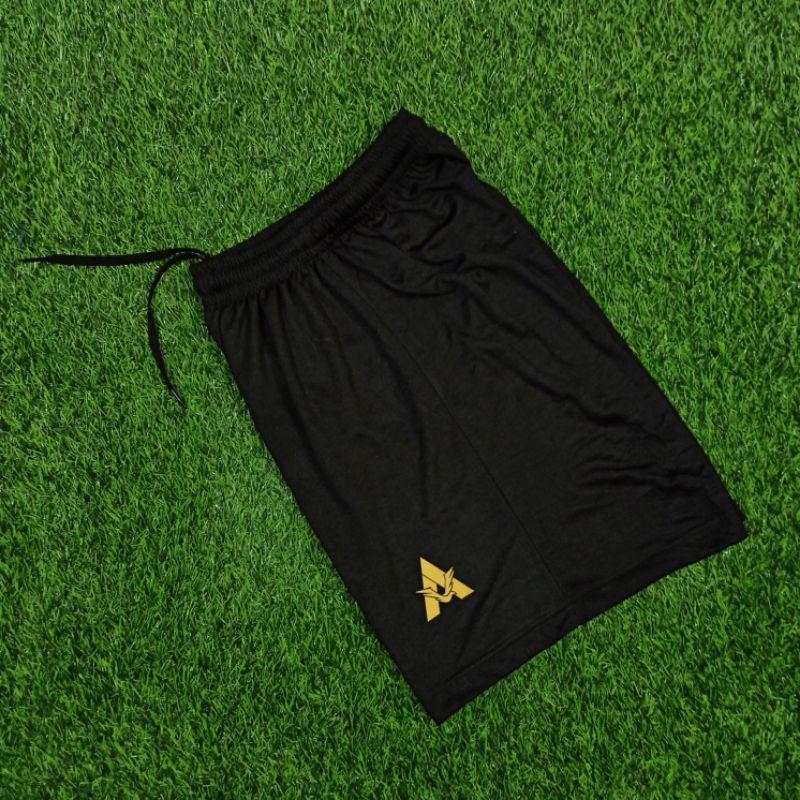BAHAN DRY-FIT MILANO ORIGINAL LARVA APPAREL CELANA PENDEK CELANA BOLA CELANA FUTSAL HITAM POLOS