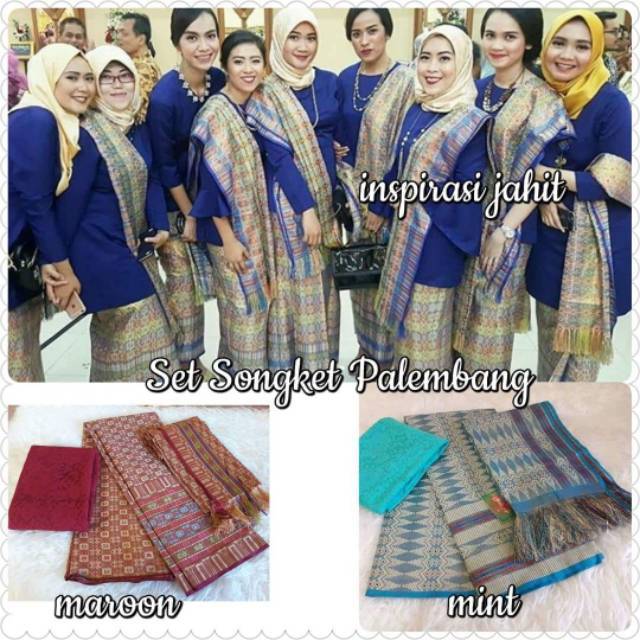 Set kain  songket palembang dan brokat  (hanya kain )