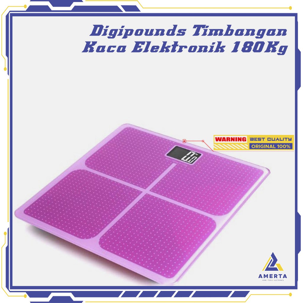 Timbangan Badan Kaca Elektronik 180KG Taffware Digipounds - SC-05 - Pink