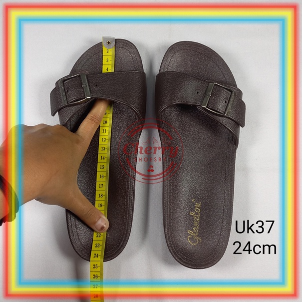 F2153 Sandal Selop Wanita Gesper Import Glanzton Sendal Slop Karet Empuk Cewek Murah Slip On