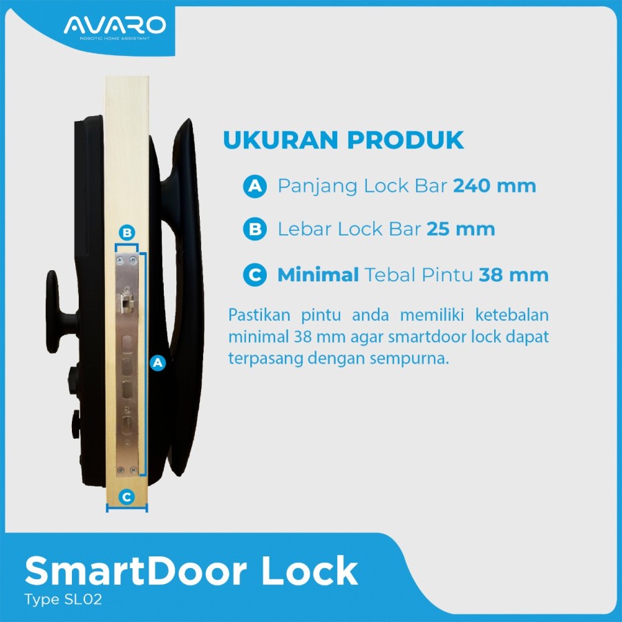 AVARO Smart Door Lock SL02 Digital Handle Kunci Pintu - Gagang Pintu