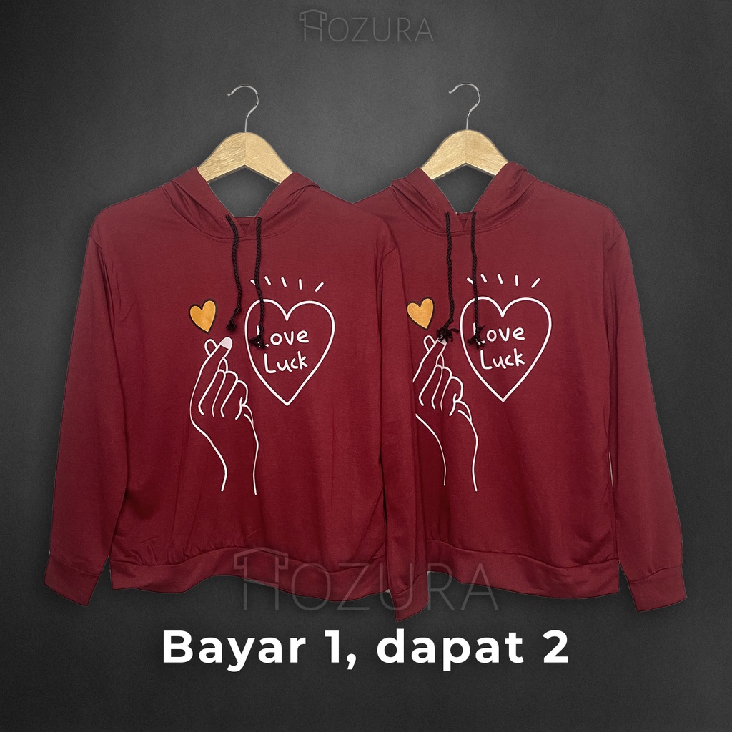 Hozura - Hoodie Couple Luck - Cp Luck Love Gm Couple Luck Love Saranghae Couple Hoodie Sweater Murah