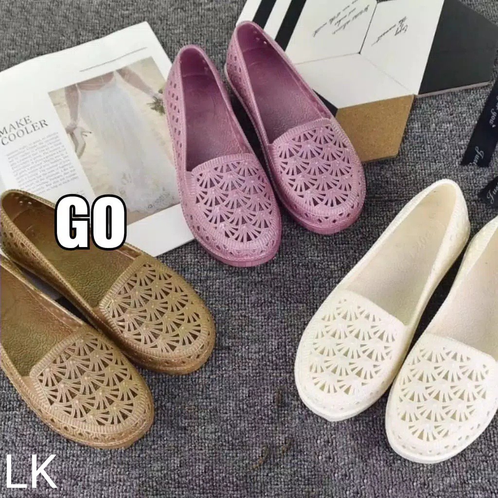 sogo Import SEPATU Wanita Casual Santai Teplek Sepatu Cewek Flatshoes Jelly Kekinian