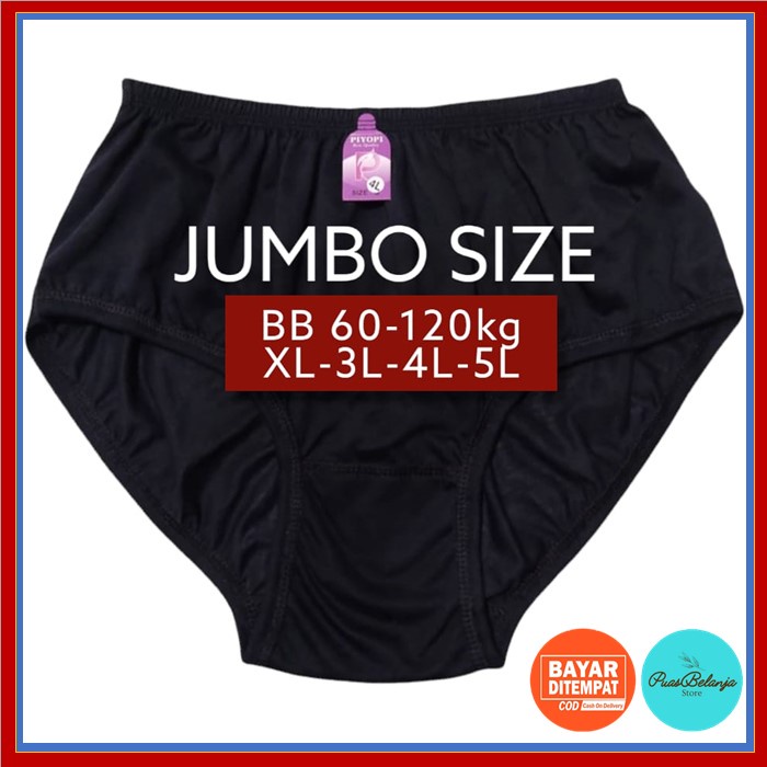 Celana Dalam Wanita Hitam Jumbo 5L 4L 3L XL L CD Wanita Big Size CD Ibu Hamil Polos Elastis