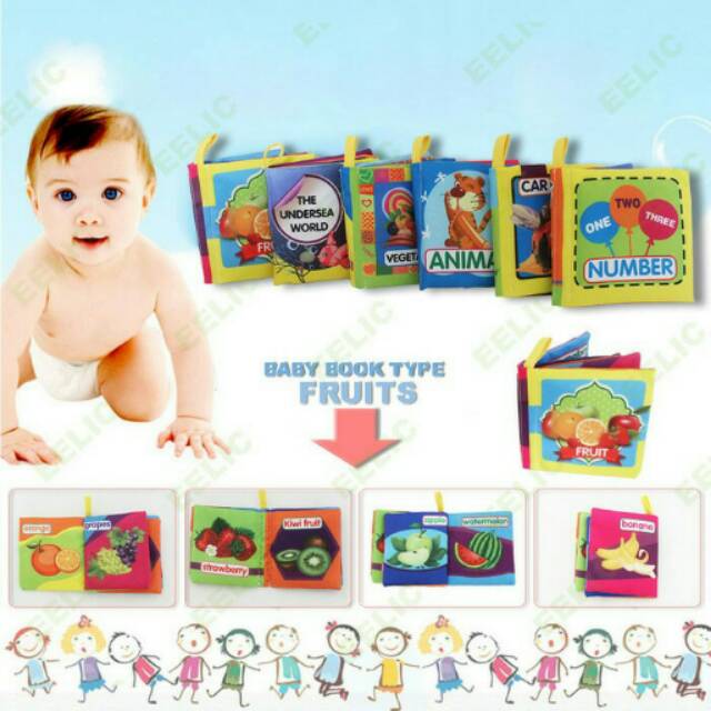 mainan bayi buku bantal bayi buku kain judul Fruit