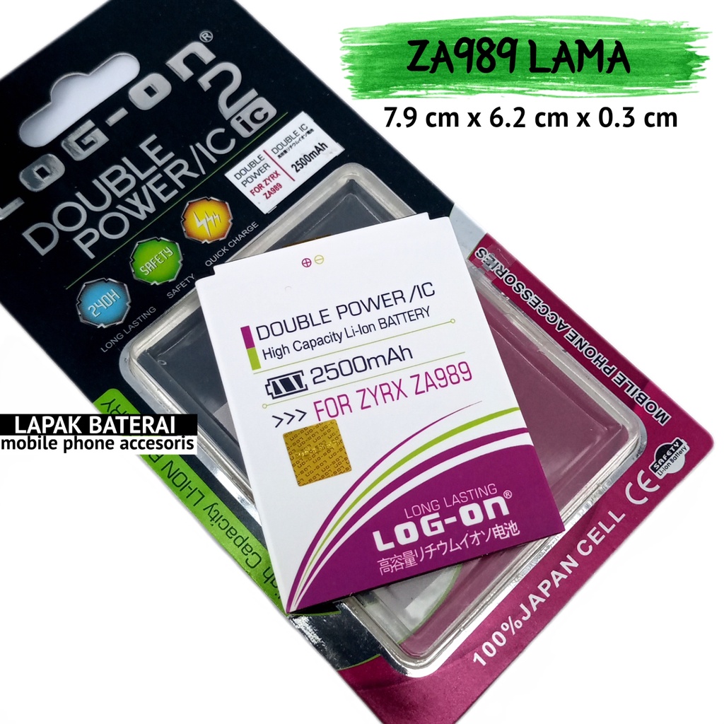 LOG - ON Baterai Zyrex ZA989 Lama Double IC Protection