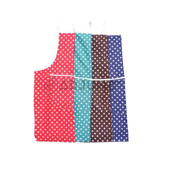 Celemek Masak Motif Polkadot / Apron Masak Motif Polkadot Dewasa