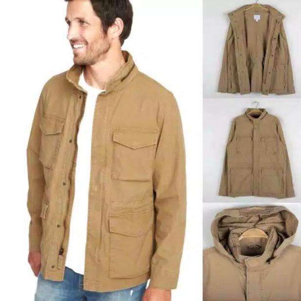 jaket parka old navy hidden hood brown