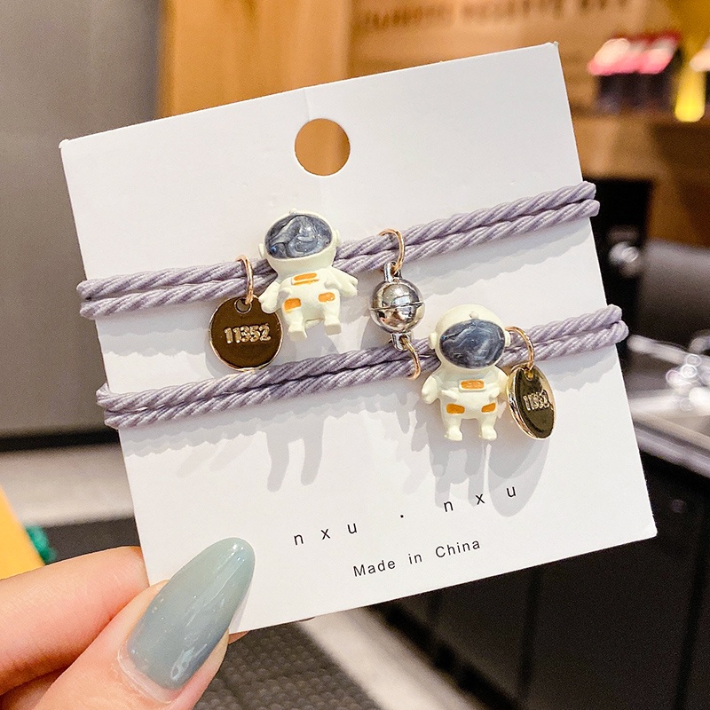 2 pcs gelang couple Desain Astronot Luar Angkasa Gaya Korea Untuk Pasangan-B