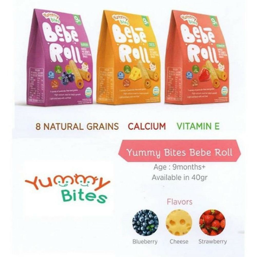 Yummy Bites Beberoll 40 gram / Snack Baby Roll 40 g / Cemilan Bayi 9 bulan +