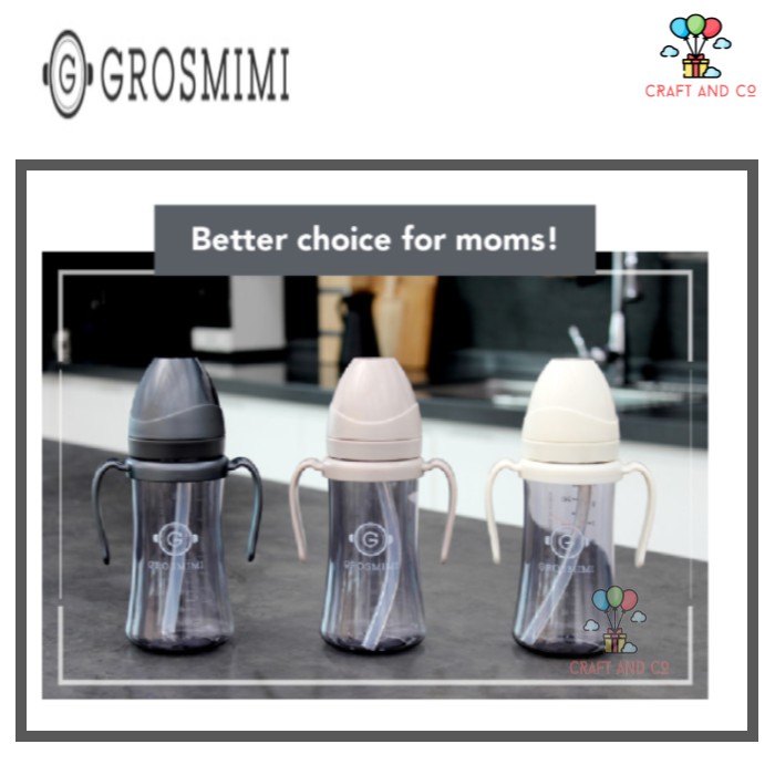 Botol susu minum straw sedotan PPSU Grosmimi Dark series Ori Korea