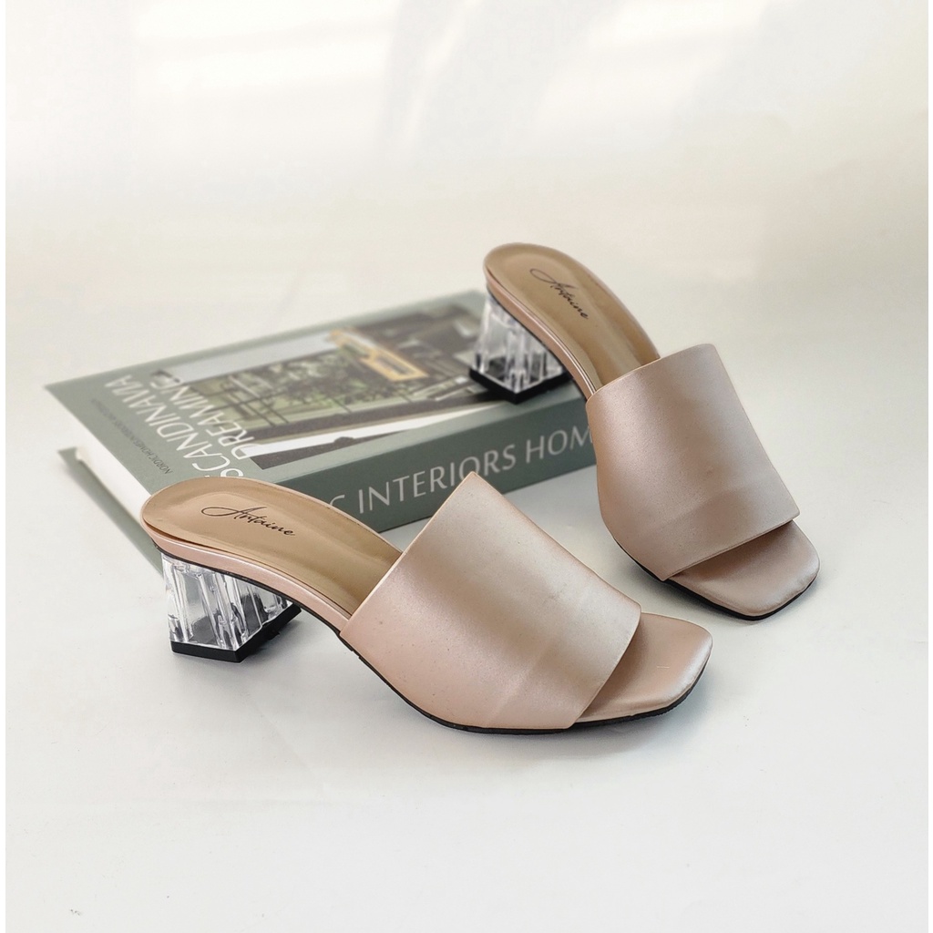 Arlaine Eleanor Sandal Heels Wanita / Heels Kaca / Heels Kaca 5cm / Selop Heels