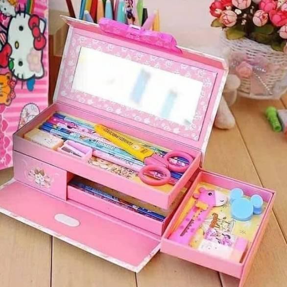 

VEN Kotak Pensil Animasi 3D +Kunci Kode+3 Tingkat Ready stock