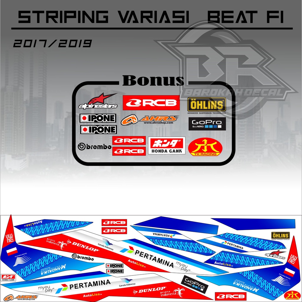 Striping Beat 2017-2019 Stiker Lis Motor Beat Mandalika
