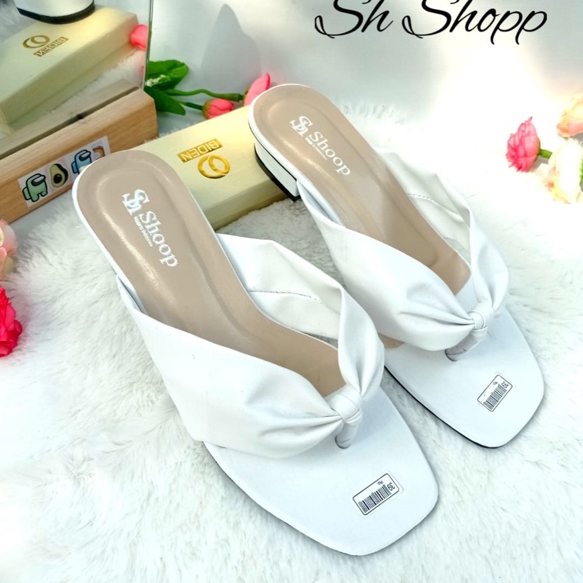 Sendal Heels Wanita Jepit Heels Hak Tahu 3 cm