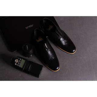  Sepatu  Slip On Formal Pria Kulit  Asli  Boston  Sevilla Hitam 