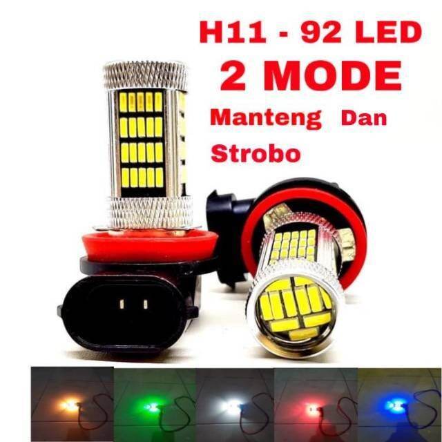 FOGLAMP LAMPU KABUT H11 2 MODE DIAM KEDIP 92 LED