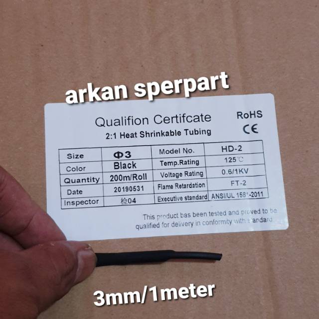 Isolasi bakar 3mm/kabel bakar 3mm/heat shrink 3mm