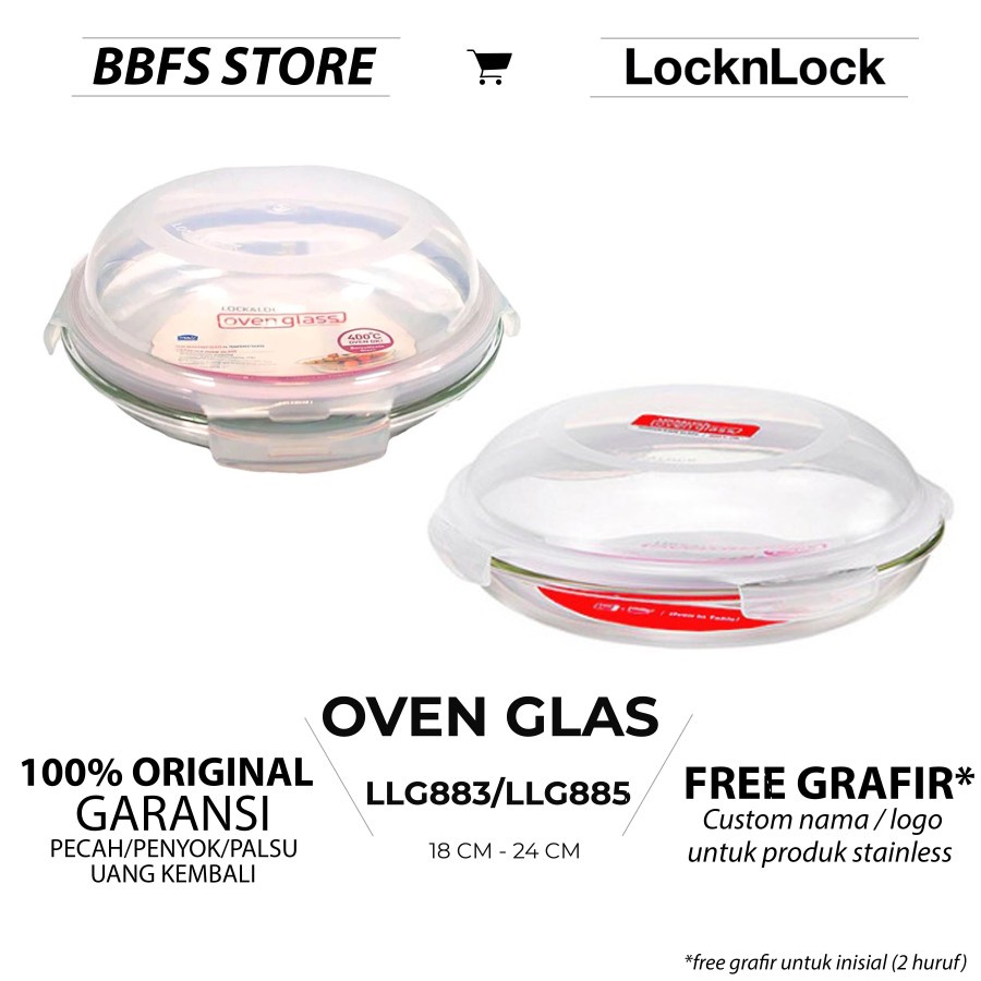 Lock n Lock Round To Table Oven Glass Domestyle 18cm 24cm LLG883 LLG885 Wadah Kaca Lock n Lock