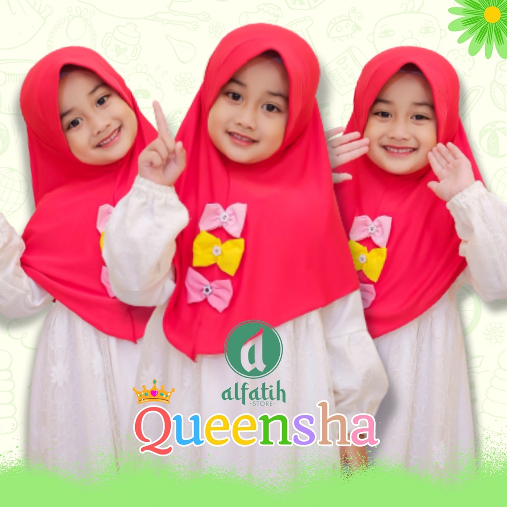 ALFATIH STORE / Jilbab Anak SD Ped Polos Variasi Pita Tiga / Jilbab Anak Murah ianah