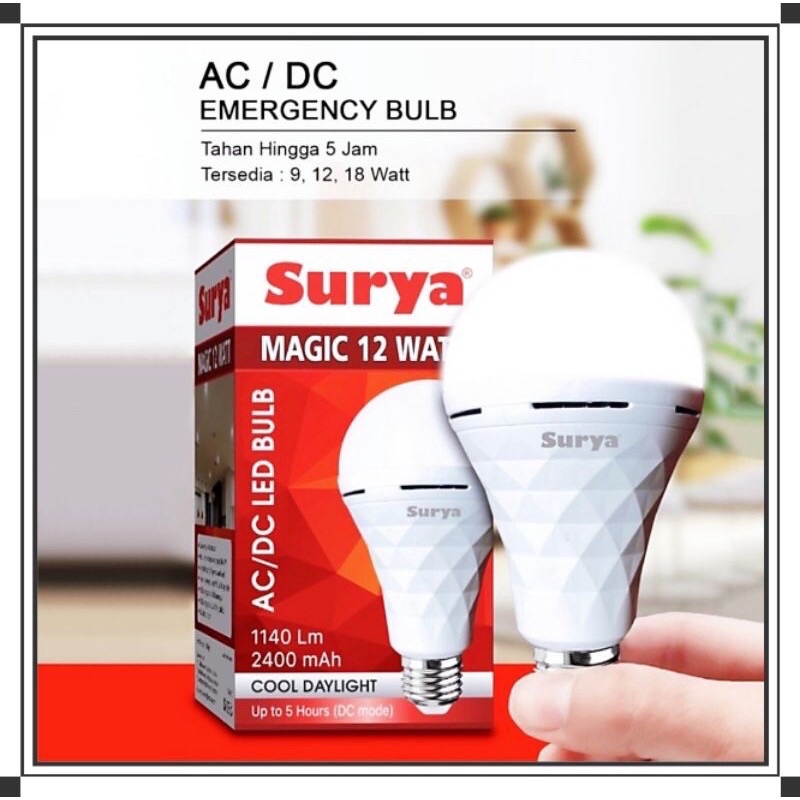 Lampu Emergency LED BULB SURYA / Genio Magic 9 12 18 Watt