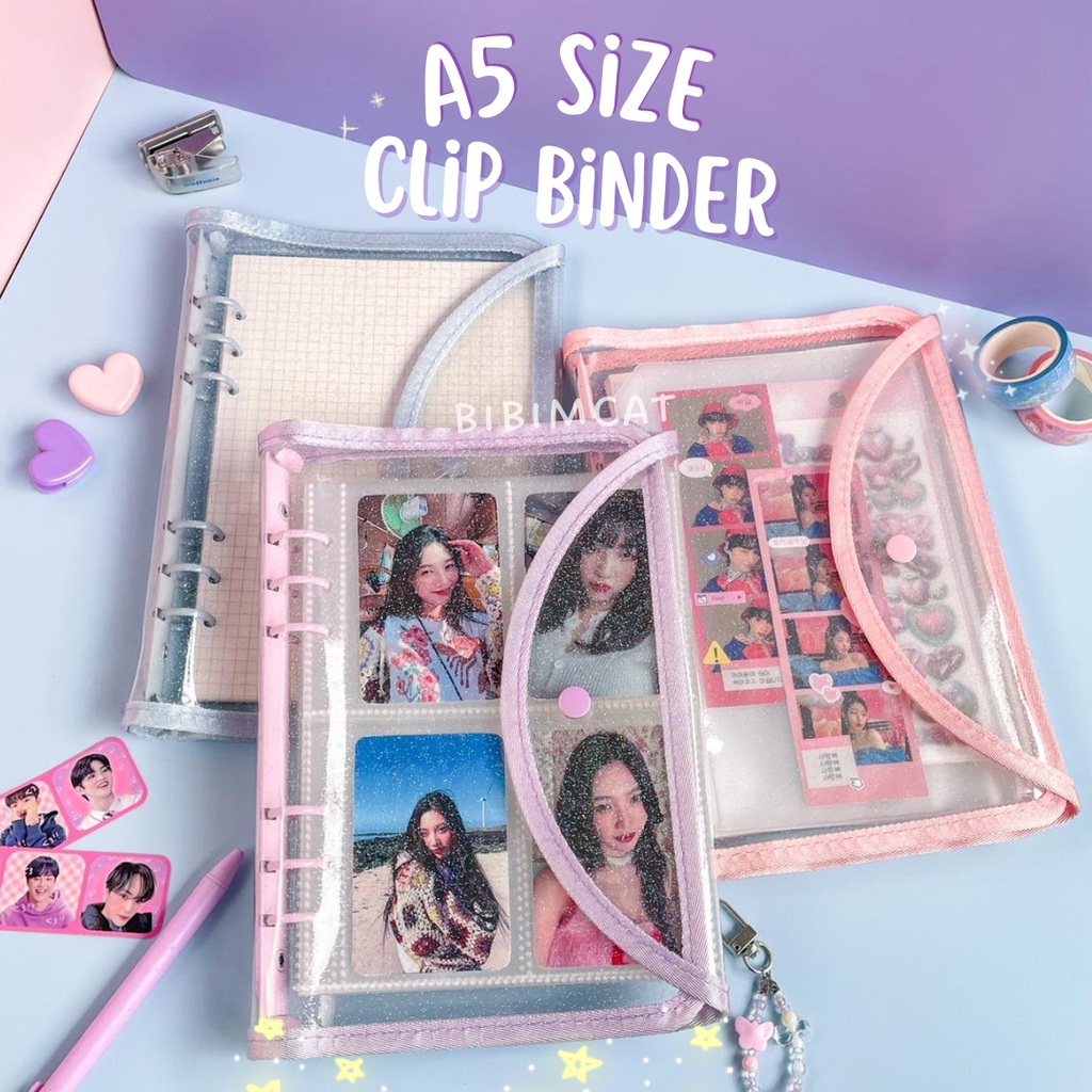 

Kts - (A5 Size) Binder Clip Photoca/ PC Foto Album Glitter Buku Jurnal