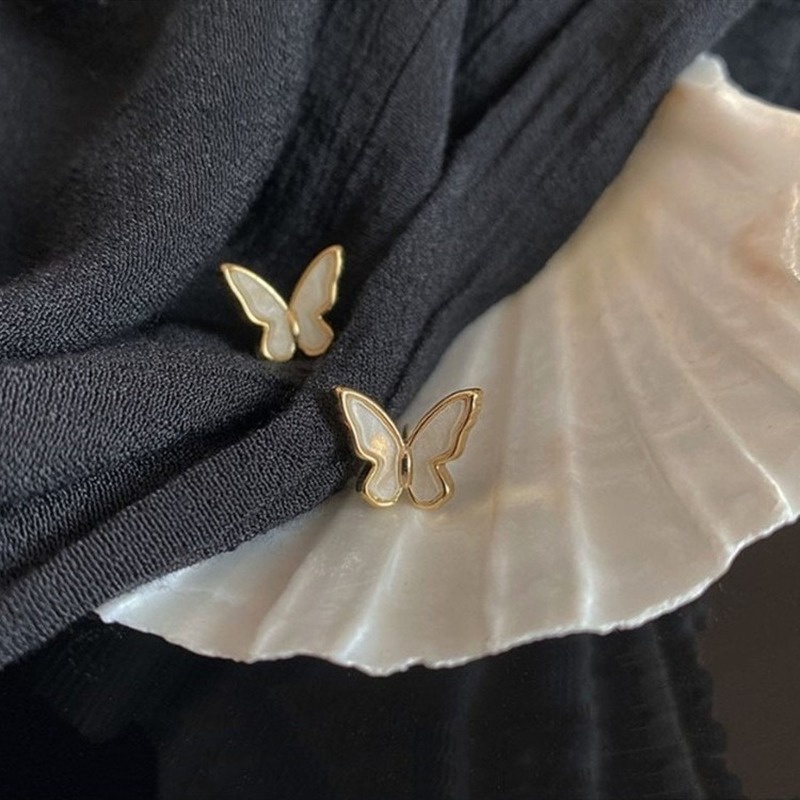 All-match fairy tale butterfly wings earrings mini exquisite white imitation shell earrings