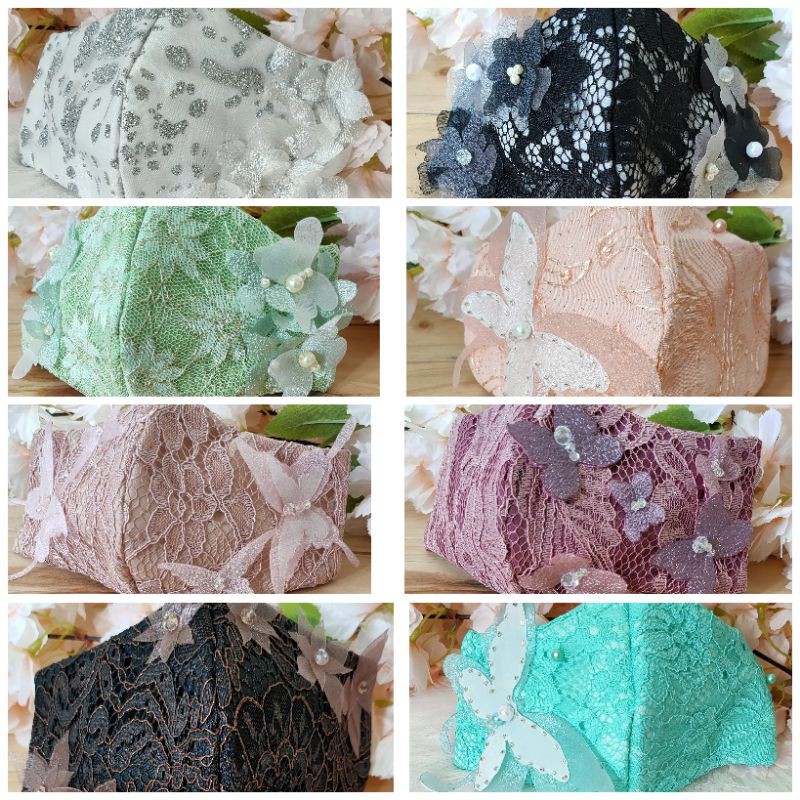 (Hijab/headloop) masker brukat/brokat/payet/bordir/payet/aplikasi/tile/pesta/wedding