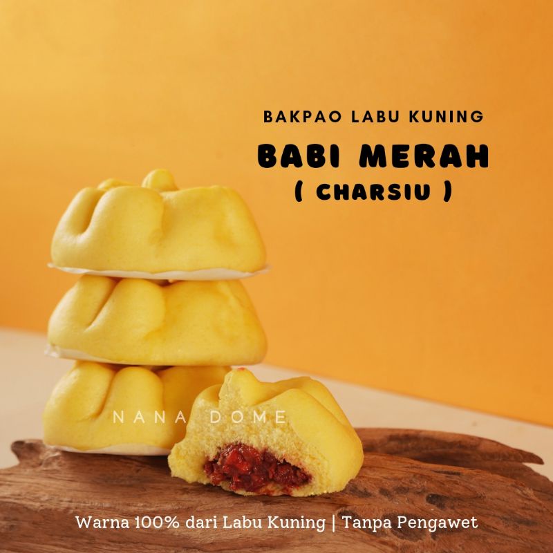 

BABI MERAH / CHARSIU. Bakpao Labu Kuning, Pumpkin Pao. NANA DOME. ENAK SEHAT