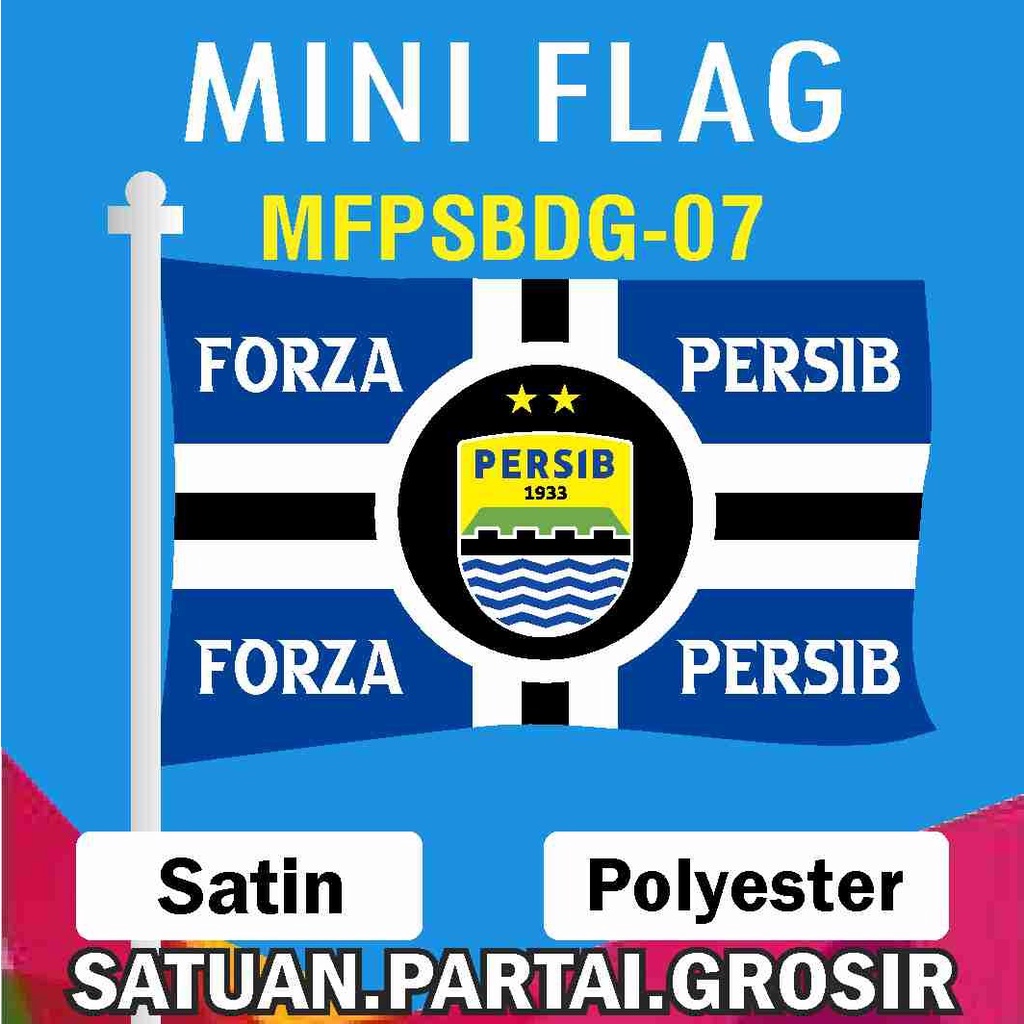 Sablon Bendera Printing Custom Motif PERSIB BANDUNG / Mini Flag Printing Custom Motif PERSIB BANDUNG